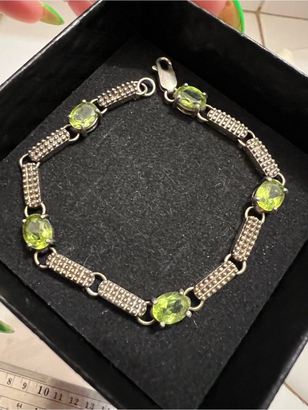 Sterling Silver Peridot Bracelet - sz7